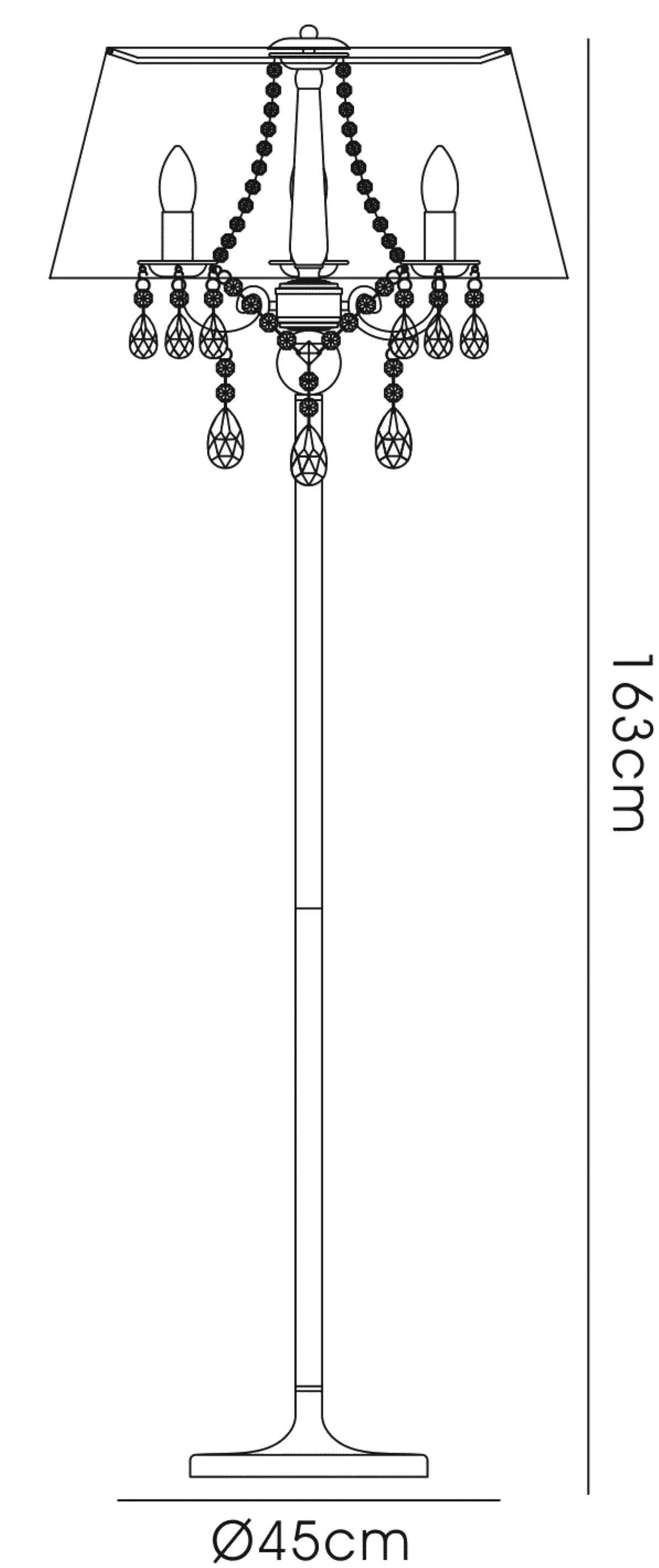 Olivia Antique Brass-Ivory Cream Crystal Floor Lamps Diyas Shaded Floor Lamps
